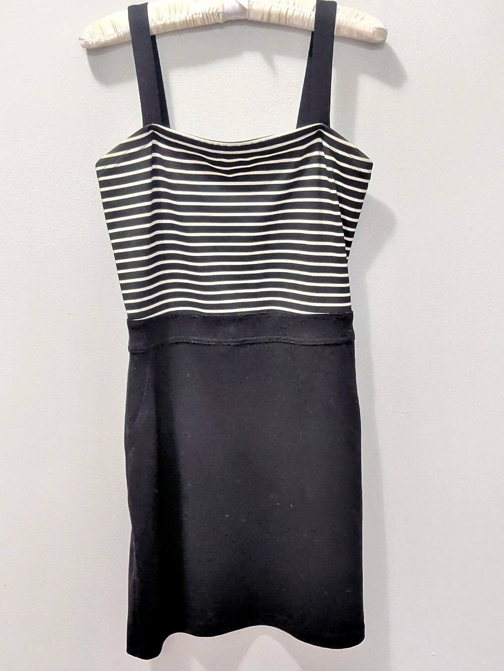 Striped Removable Straps Dress Black And White